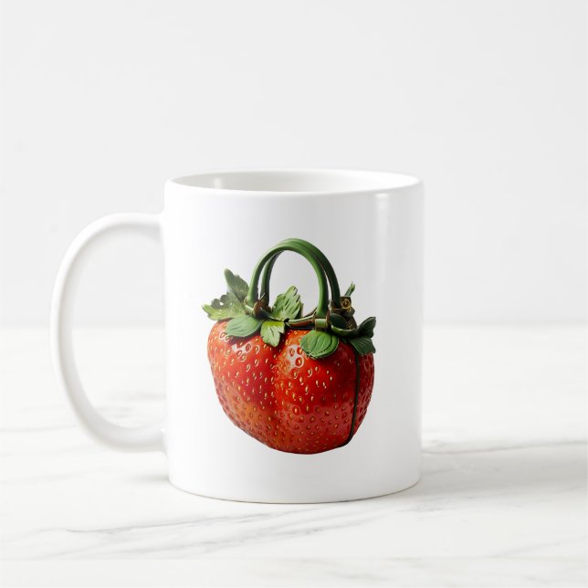 Strawberry Handbag Design – Hyper-Realistic Summer Coffee Mug (Left)