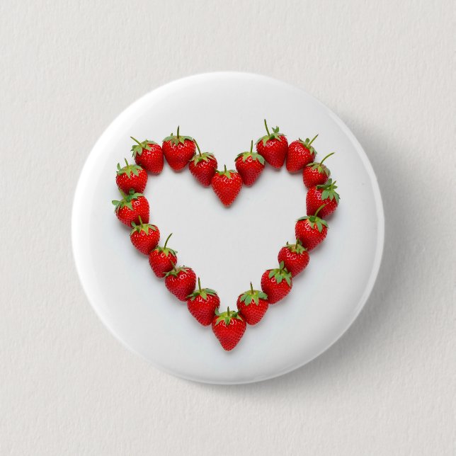 Strawberry Heart 2 Inch Round Button (Front)