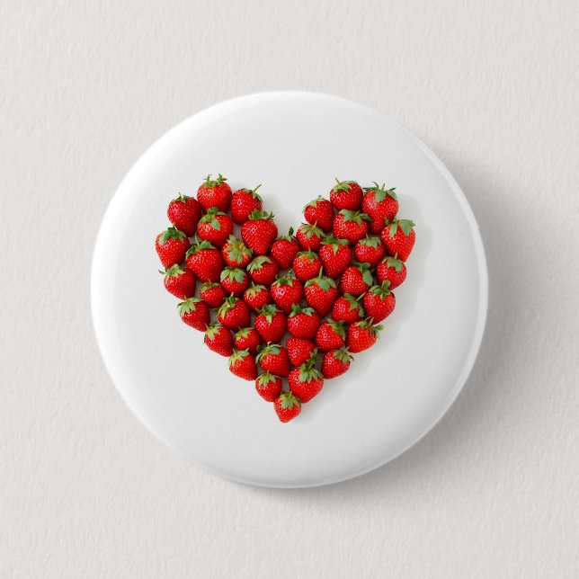 Strawberry Heart 2 Inch Round Button (Front)
