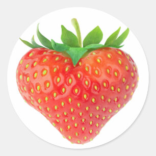 Strawberry heart classic round sticker