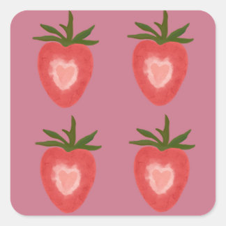 Strawberry heart sticker