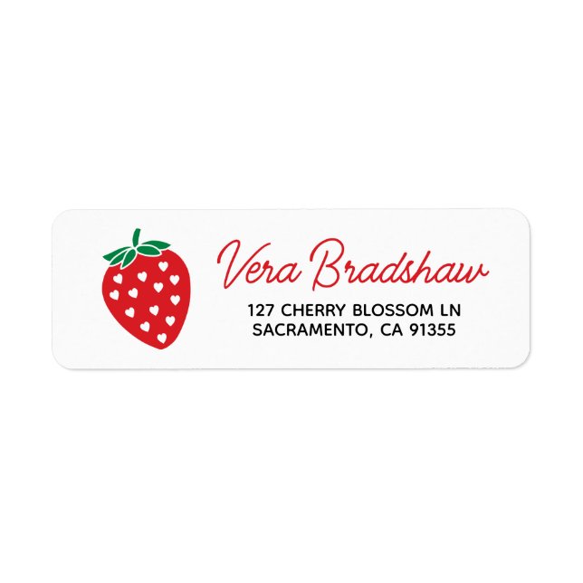 Strawberry Hearts Berry Sweet Address Label (Front)