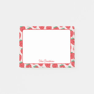 Strawberry Hearts Berry Sweet Custom Name Post-it Notes