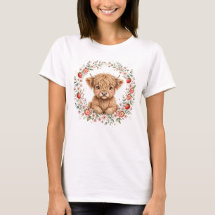Strawberry Highland Cow Calf T-Shirt