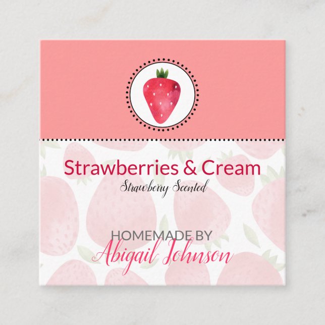 Strawberry Homemade Bath & Body Label | Tag (Front)