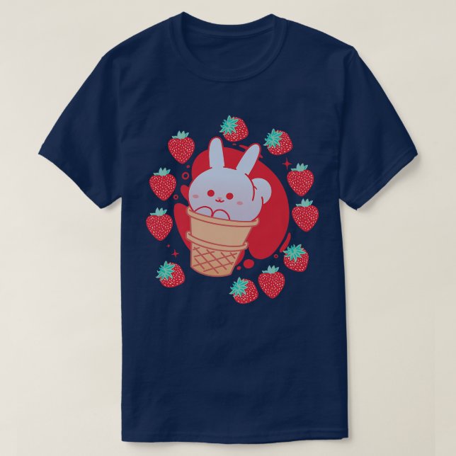 Strawberry Ice Cream Bunny Rabbit Popsicle Mochi  T-Shirt (Design Front)