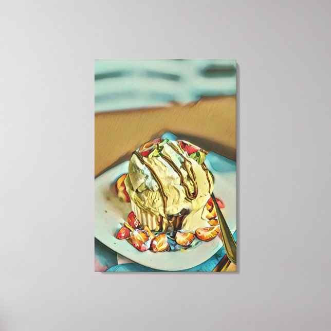Strawberry ice cream cake canvas print (Front)
