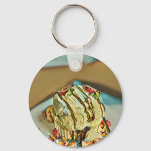 Strawberry ice cream cake keychain