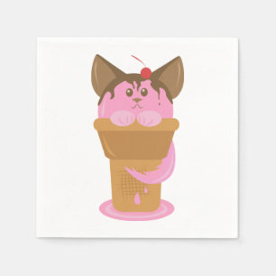 Strawberry Ice Cream Cat Napkin