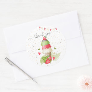 Strawberry ice cream cone "thank you" classic round sticker