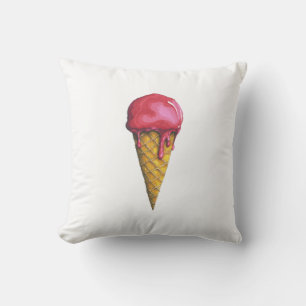 Strawberry Ice-cream cone Throw Pillow