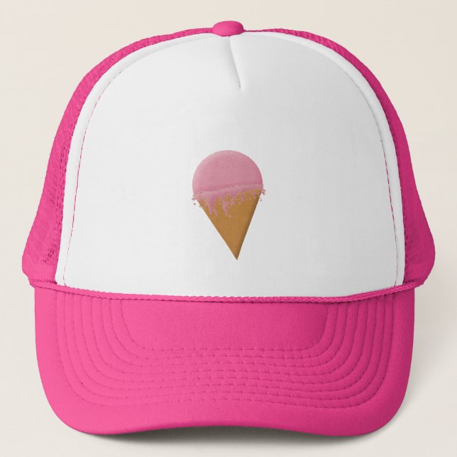 Strawberry Ice Cream Cone Trucker Hat (Front)