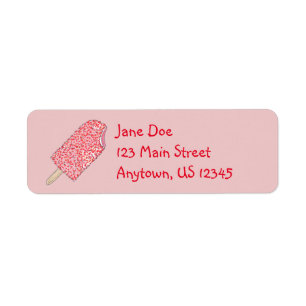 Strawberry Ice Cream Popsicles Address Labels