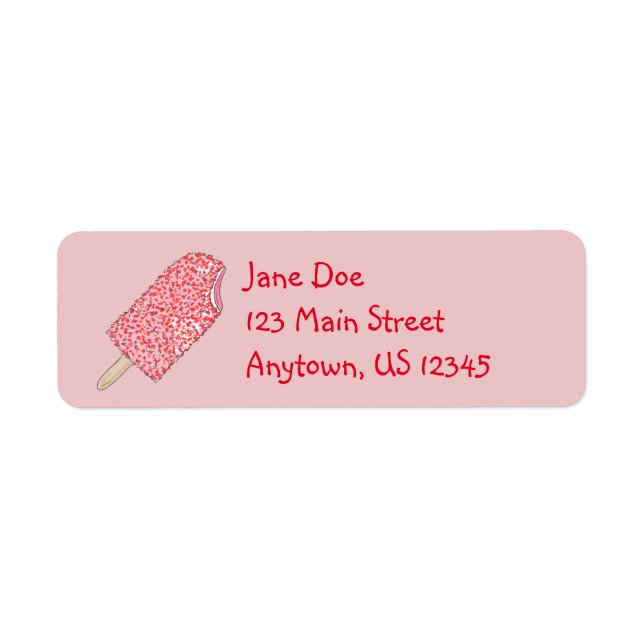 Strawberry Ice Cream Popsicles Address Labels (Front)