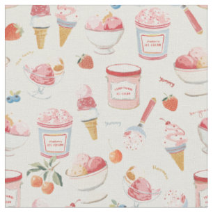 Strawberry Ice Cream scoop kids nursery  Fabric