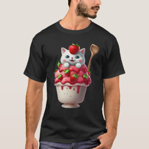 Strawberry Ice Cream Sundae Kitten Gelato Berry Ca T-Shirt