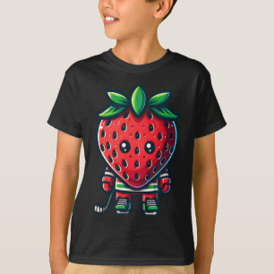 Strawberry Ice Hockey Cute Berry Player T-Shirt