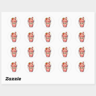 Strawberry Ice Tea Classic Round Sticker