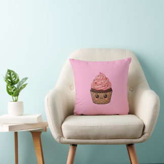 Strawberry Icing Cupcake Kawaii Cushion Pillow