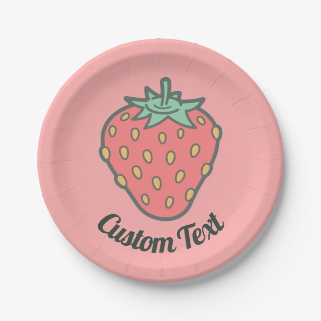 Strawberry Icon Paper Plate (Front)