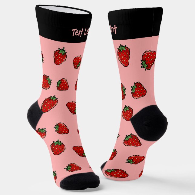 Strawberry Icon Pattern Socks (Angled)