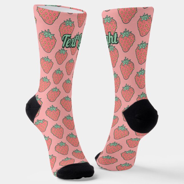 Strawberry Icon Pattern Socks (Angled)