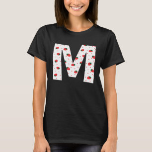 Strawberry Initial Monogram Letter M Girl T-Shirt