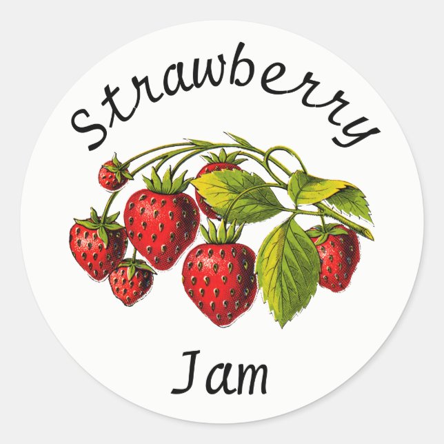 Strawberry Jam Canning Jar Label (Front)