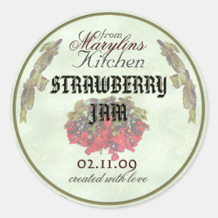 Strawberry Jam canning jar labels1 Classic Round Sticker