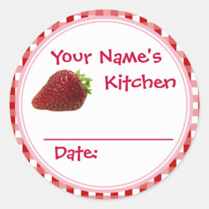 Strawberry Jam Canning Jar Lid Labels Personalized