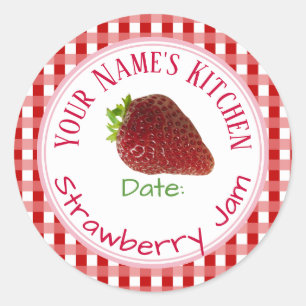 Strawberry Jam Canning Labels Personalized Red 