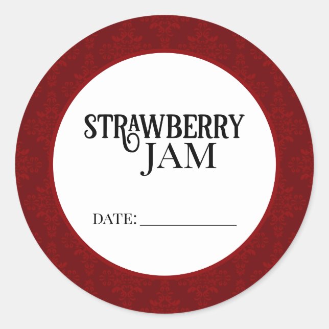 Strawberry Jam Canning Lid Labels (Front)