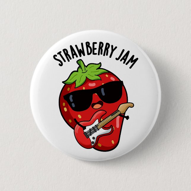 Strawberry Jam Funny Fruit Pun  2 Inch Round Button (Front)