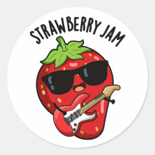 Strawberry Jam Funny Fruit Pun  Classic Round Sticker