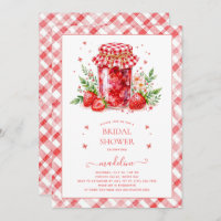 Strawberry Jam Gingham Bridal Shower Invitation