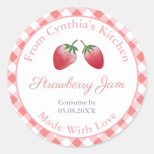 Strawberry Jam Hostess Gift Pantry Labels (Front)