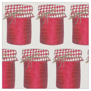 Strawberry Jam Jar of Jelly Berry Fruit Preserves Fabric