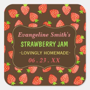 Strawberry Jam Jar Pretty Custom Strawberries Square Sticker