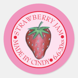 Strawberry Jam Jelly Fruit Preserves Canned By Classic Round Sticker