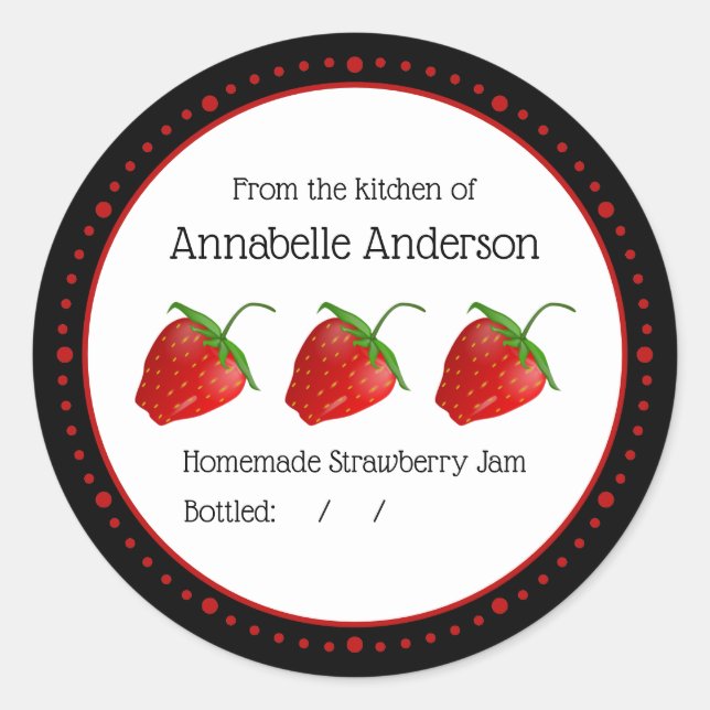 Strawberry Jam Label Modern Minimalist Personalize (Front)