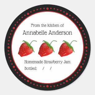 Strawberry Jam Label Modern Minimalist Personalize