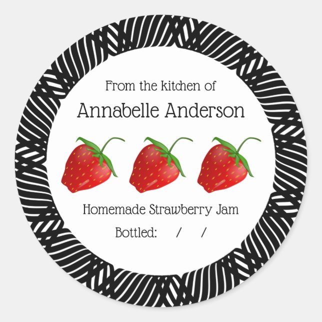 Strawberry Jam Label Modern Personalize (Front)