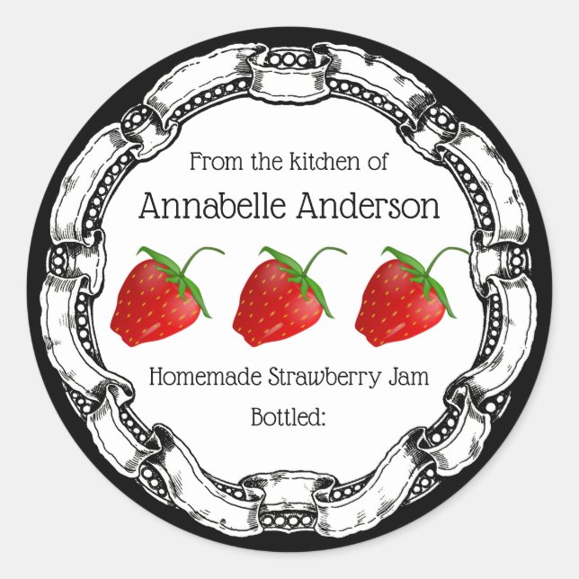 Strawberry Jam Label Personalize (Front)