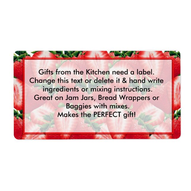 STRAWBERRY Jam Labels Kitchen Gift labels (Front)