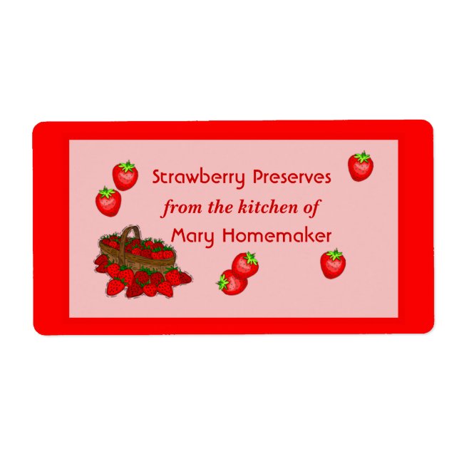 Strawberry Jam or Strawberry Preserves Labels (Front)