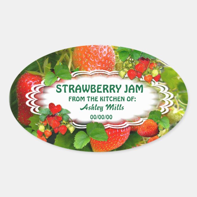 Strawberry Jam ~ Oval Sticker # 2 (Front)