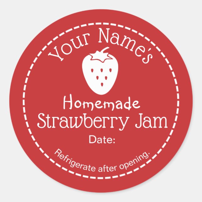 Strawberry Jam Personalized Canning Label Homemade (Front)