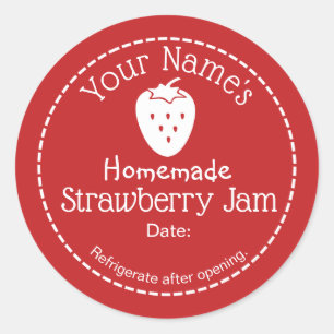 Strawberry Jam Personalized Canning Label Homemade