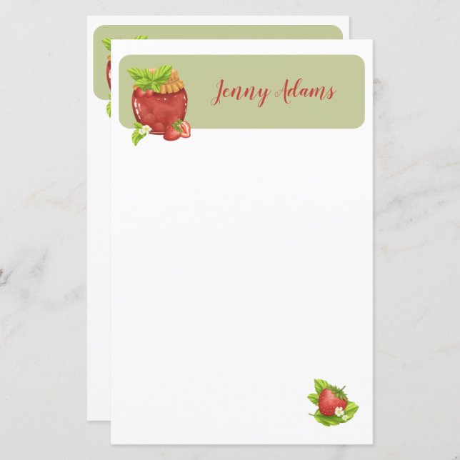 Strawberry Jam Personalized Stationary  (Front/Back)