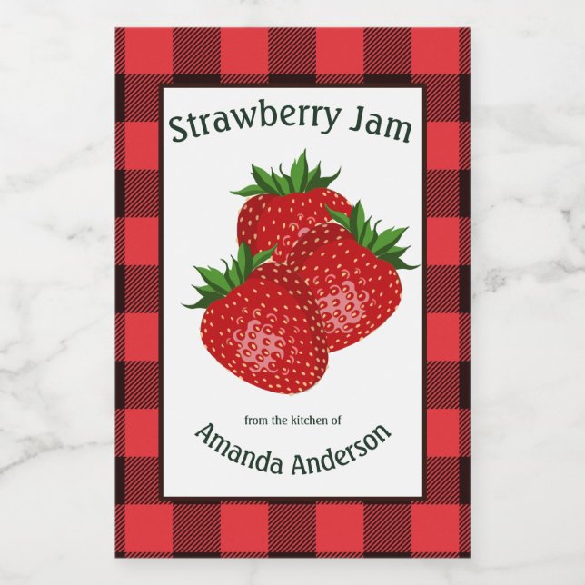 Strawberry Jam Preserves Plaid V Food Label (Single Label)